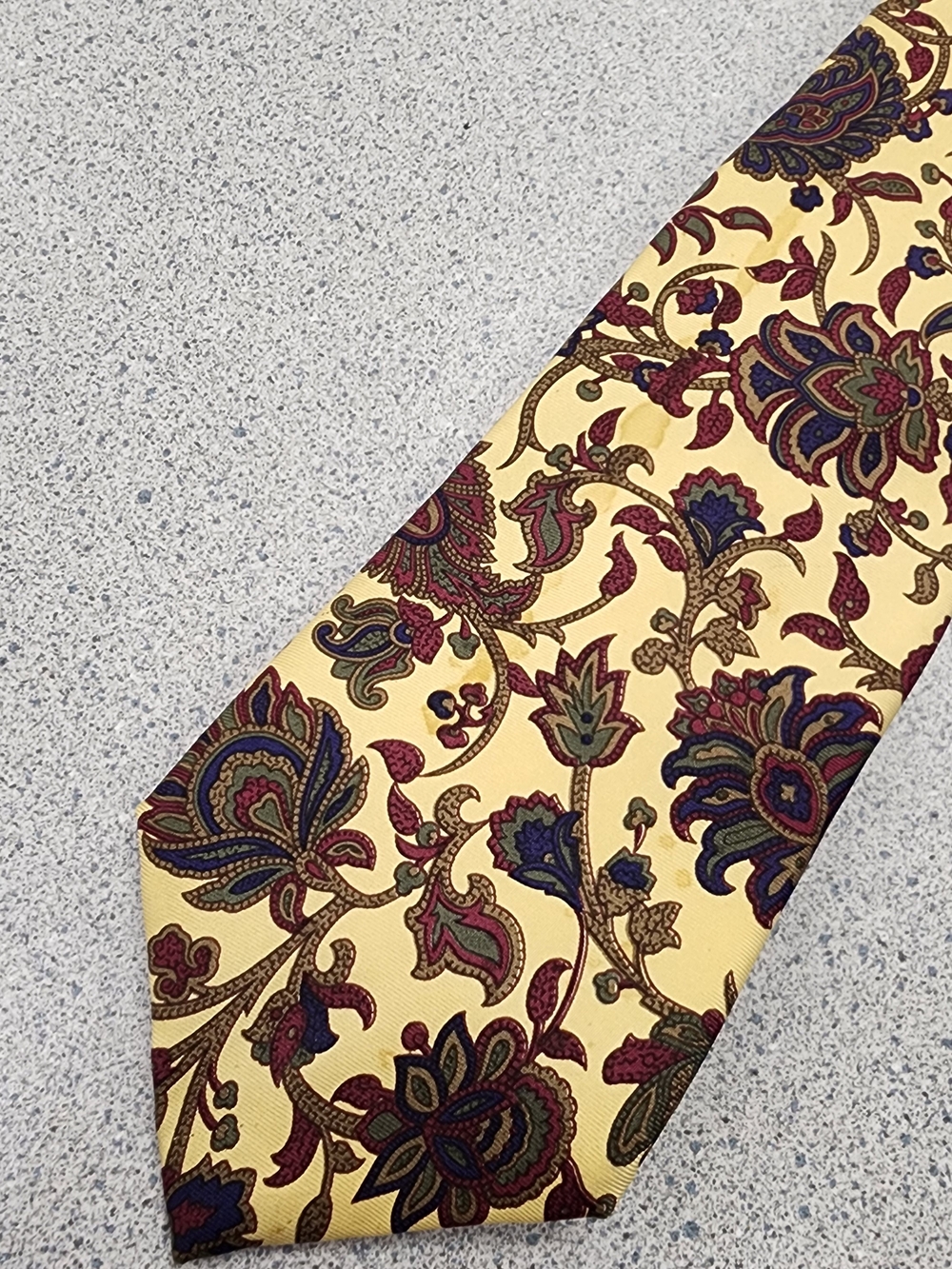 VTG Christian Dior Monsieur Silk Tie Yellow Floral Paisley Jacquard
